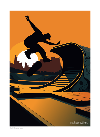 Kick Flip on Orange