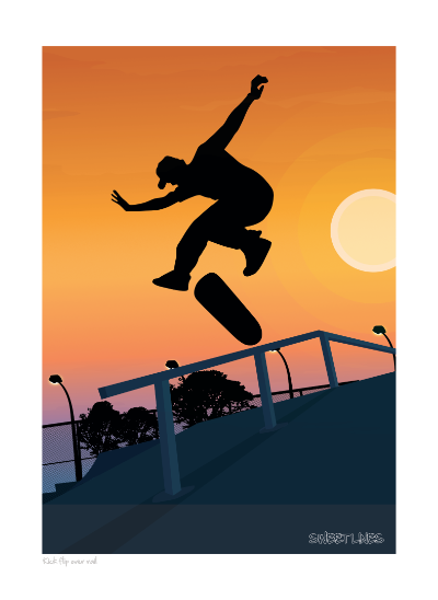 Kick flip over rail